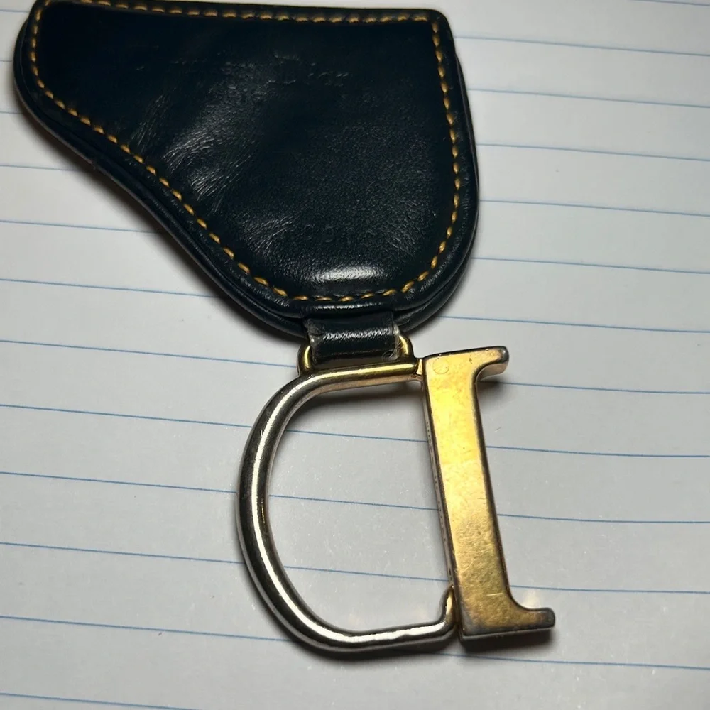 263. Dior Blue and Cream Saddle Key Holder/Charm w/coa